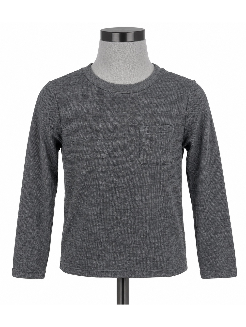 Cat & Jack Dark Gray Waffle Long Sleeve Shirt with Front Pocket (S-6/7)